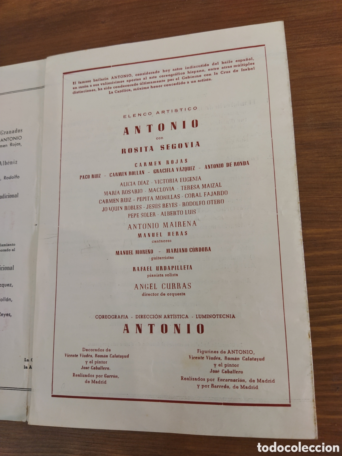 Coleccionismo: Antonio.Bailaor. Programa tr&iacute;ptico Teatro Calder&oacute;n (Madrid).A&ntilde;o 1954. - Foto 7