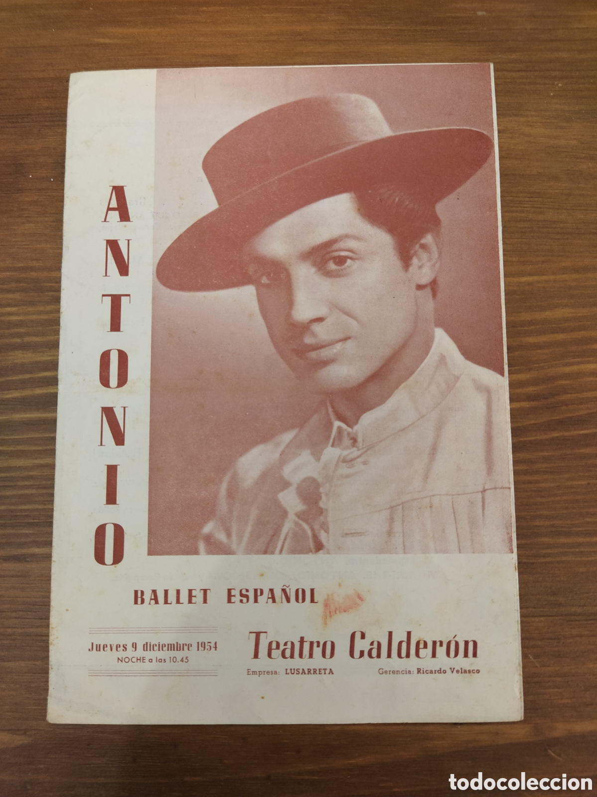 Coleccionismo: Antonio.Bailaor. Programa tr&iacute;ptico Teatro Calder&oacute;n (Madrid).A&ntilde;o 1954. - Foto 1