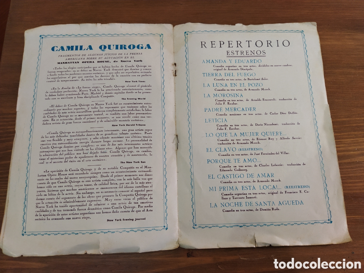 Coleccionismo: Camila Quiroga.Programa Teatro Barcelona.1931/32. - Foto 3
