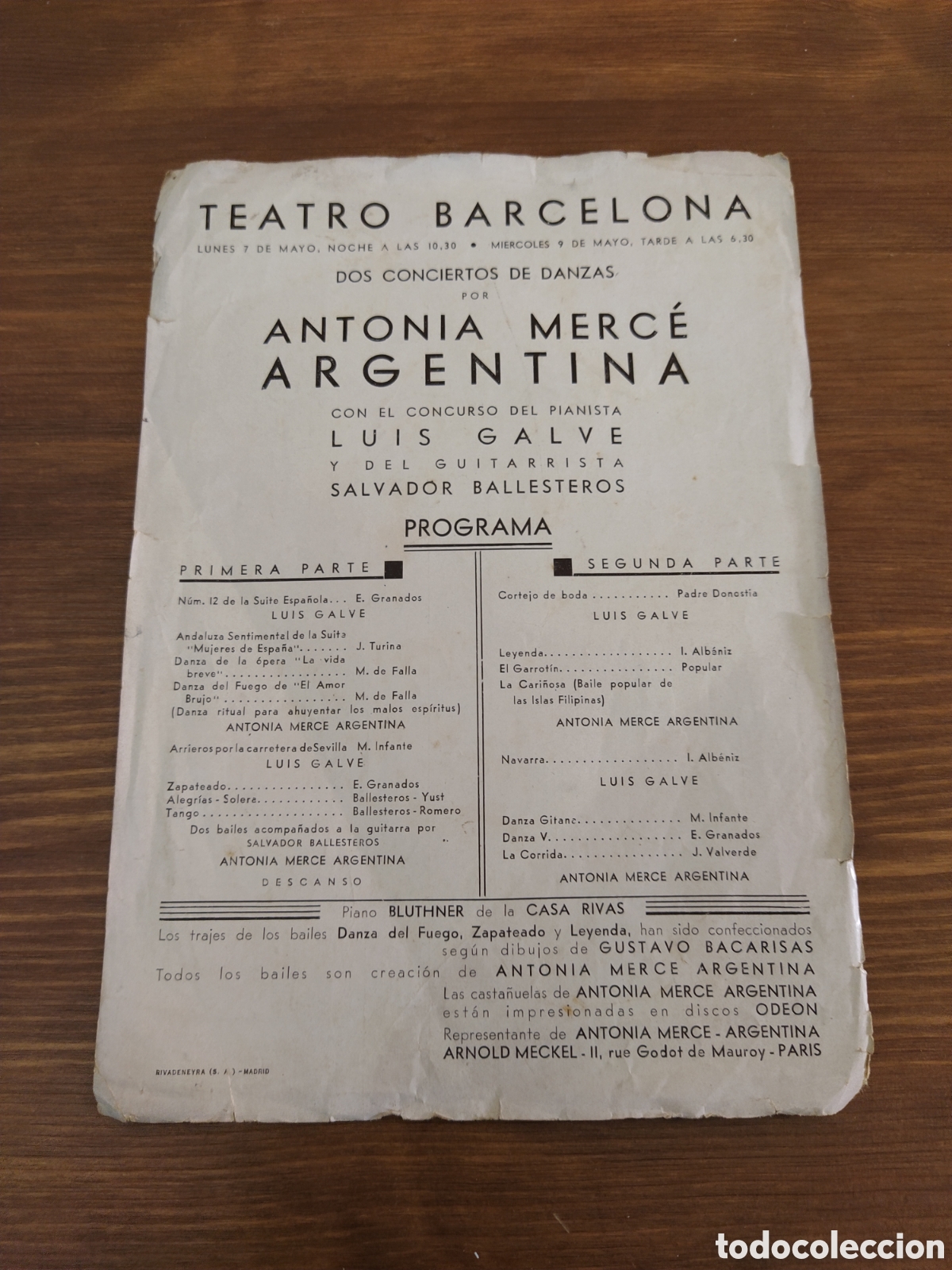 Coleccionismo: Antonia Merc&eacute;. Argentina.Programa Teatro Barcelona. - Foto 2