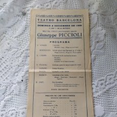 Coleccionismo: GIUSEPPE PICCIOLI.COMPOSITOR Y PIANISTA. PROGRAMA TEATRO BARCELONA. AÑO 1929