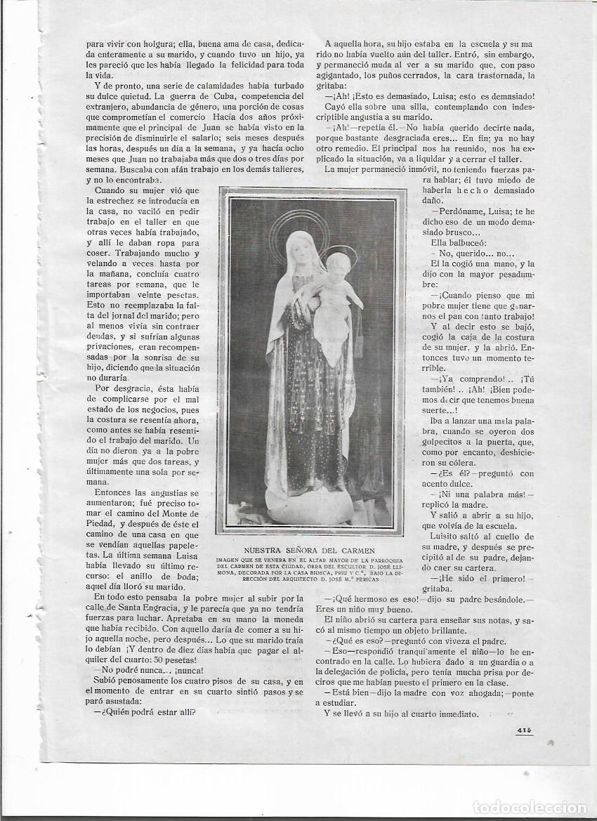 Coleccionismo: A&Ntilde;O 1919 RECORTE PRENSA IMAGEN VIRGEN DEL CARMEN ESCULTURA JOSE LLIMONA DECORADA CASA BIOSCA PRIU