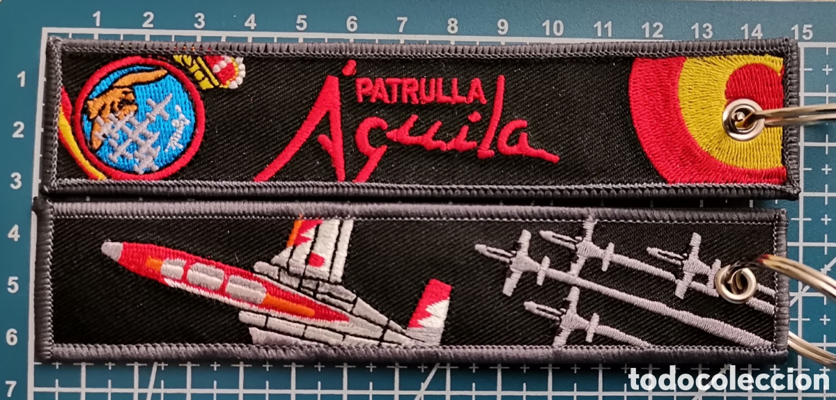 Coleccionismo: Llavero bordado negro PATRULLA AGUILA EJERCITO DEL AIRE ESPA&Ntilde;A