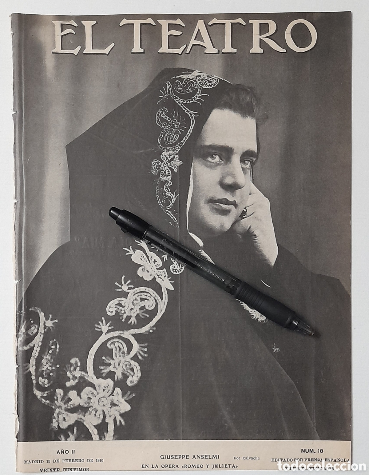 Coleccionismo: Portada suelta de la revista EL TEATRO con foto de GIUSEPPE ANSELMI en la &oacute;pera &rdquo;ROMEO Y JULIETA&rdquo;