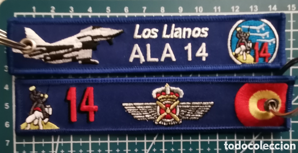 Coleccionismo: Llavero bordado BASE ALA 14 ALBACETE LOS LLANOS EJ&Eacute;RCITO &Aacute;IRE ESPA&Ntilde;A