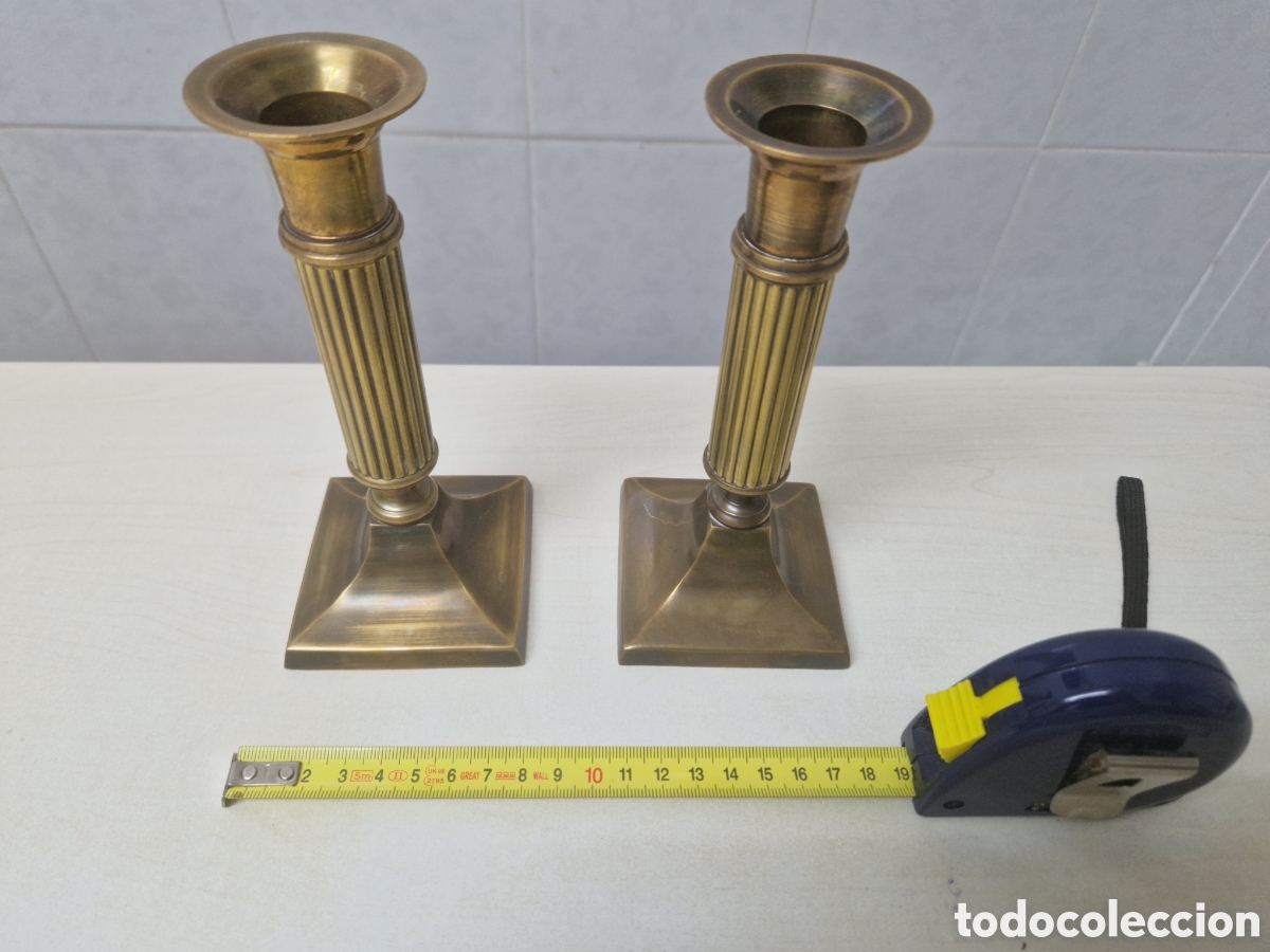 Coleccionismo: 2 CAMDELABROS EN BRONCE LABRADO - Foto 7