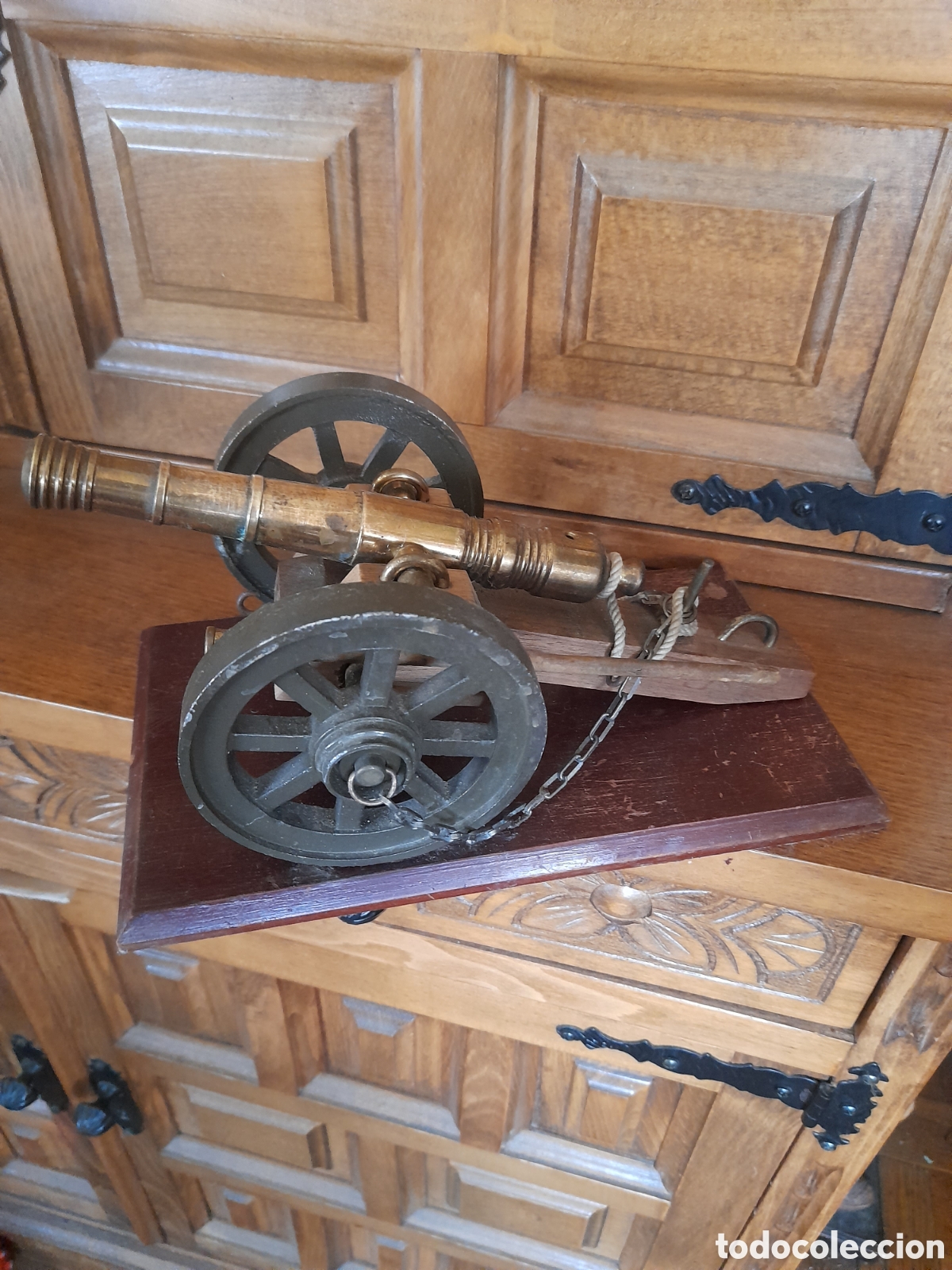 Coleccionismo: Antiguo ca&ntilde;&oacute;n de bronce, mide 26cm de ancho - Foto 5