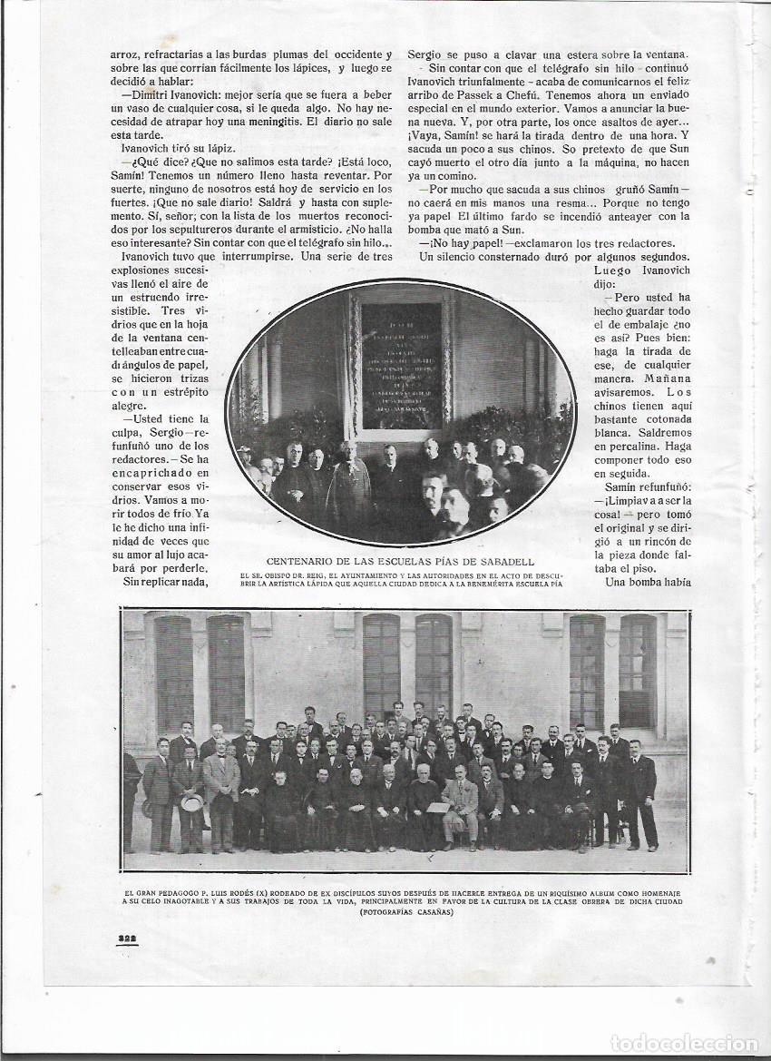 Colecionismo: A&Ntilde;O 1919 RECORTE PRENSA CENTENARIO DE LAS ESCUELAS PIAS DE SABADELL PEDAGOGO LUIS RODES