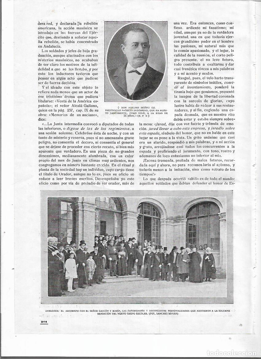 Collezionismo: A&Ntilde;O 1919 RECORTE PRENSA ZARAGOZA INAUGURACION BENDICION ESCUELA NUEVO GRUPO ESCOLAR AUTORIDADES