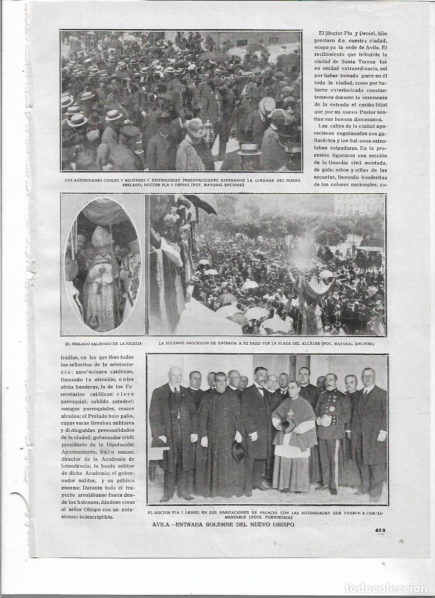 Collezionismo: 1919 RECORTE PRENSA AVILA ENTRADA NUEVO OBISPO PLA DENIEL PROCESION A SU PASO POR PLAZA DEL ALCAZAR