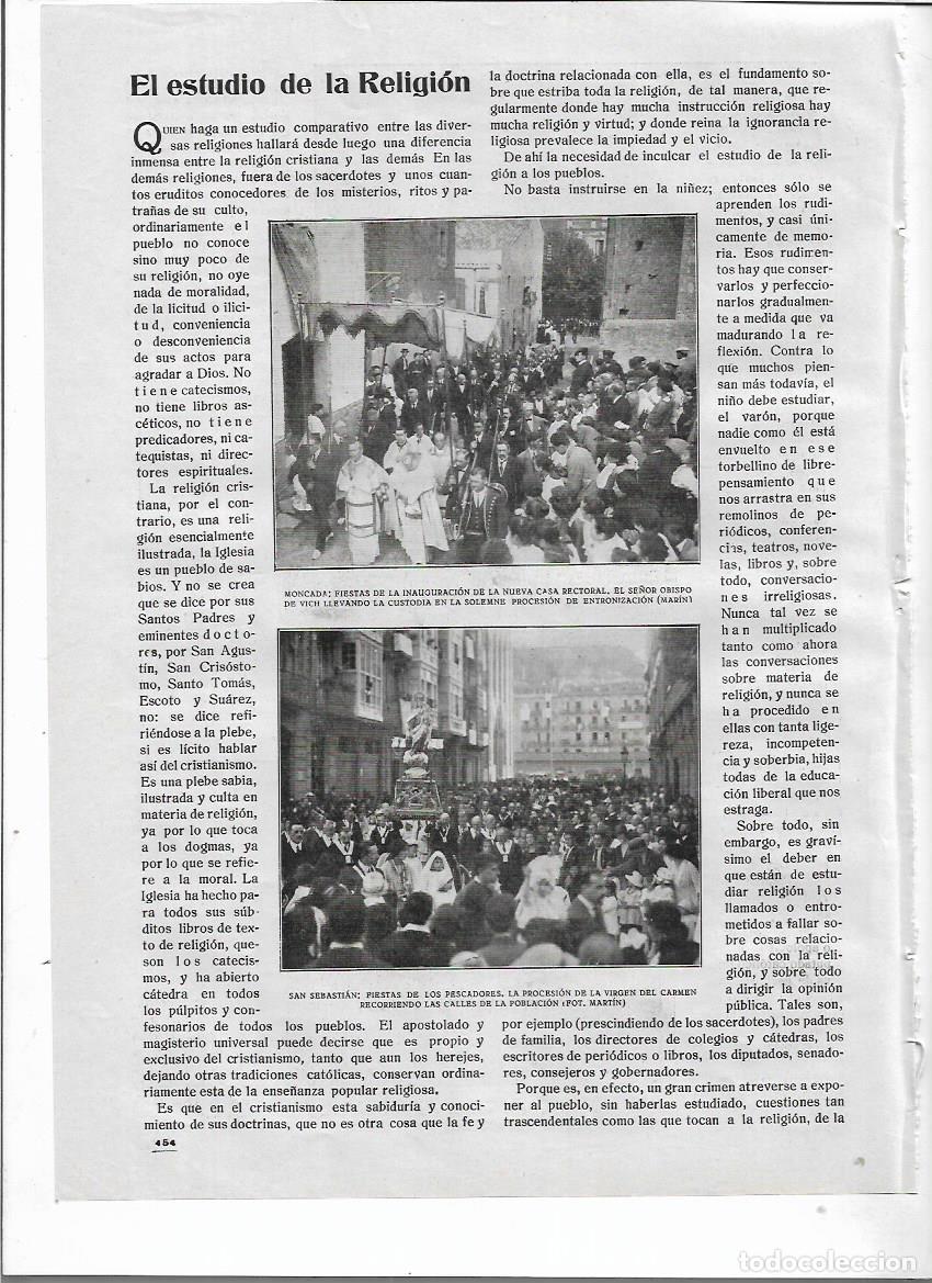 Collezionismo: 1919 RECORTE PRENSA MONTCADA INAUGURACION NUEVA CASA RECTORAL OBISPO DE VIC PROCESION CUSTODIA