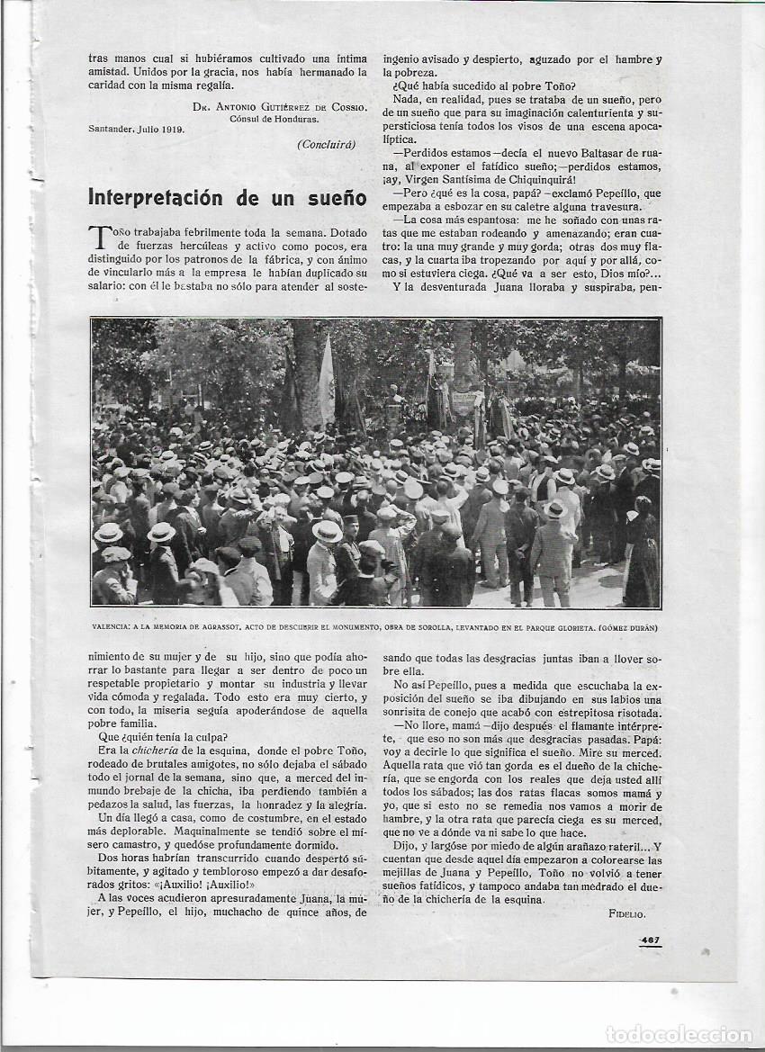 Collezionismo: A&Ntilde;O 1919 RECORTE PRENSA VALENCIA HOMENAJE MEMORIA DE AGRASSOT INAUGURACION MONUMENTO OBRA DE SOROLLA