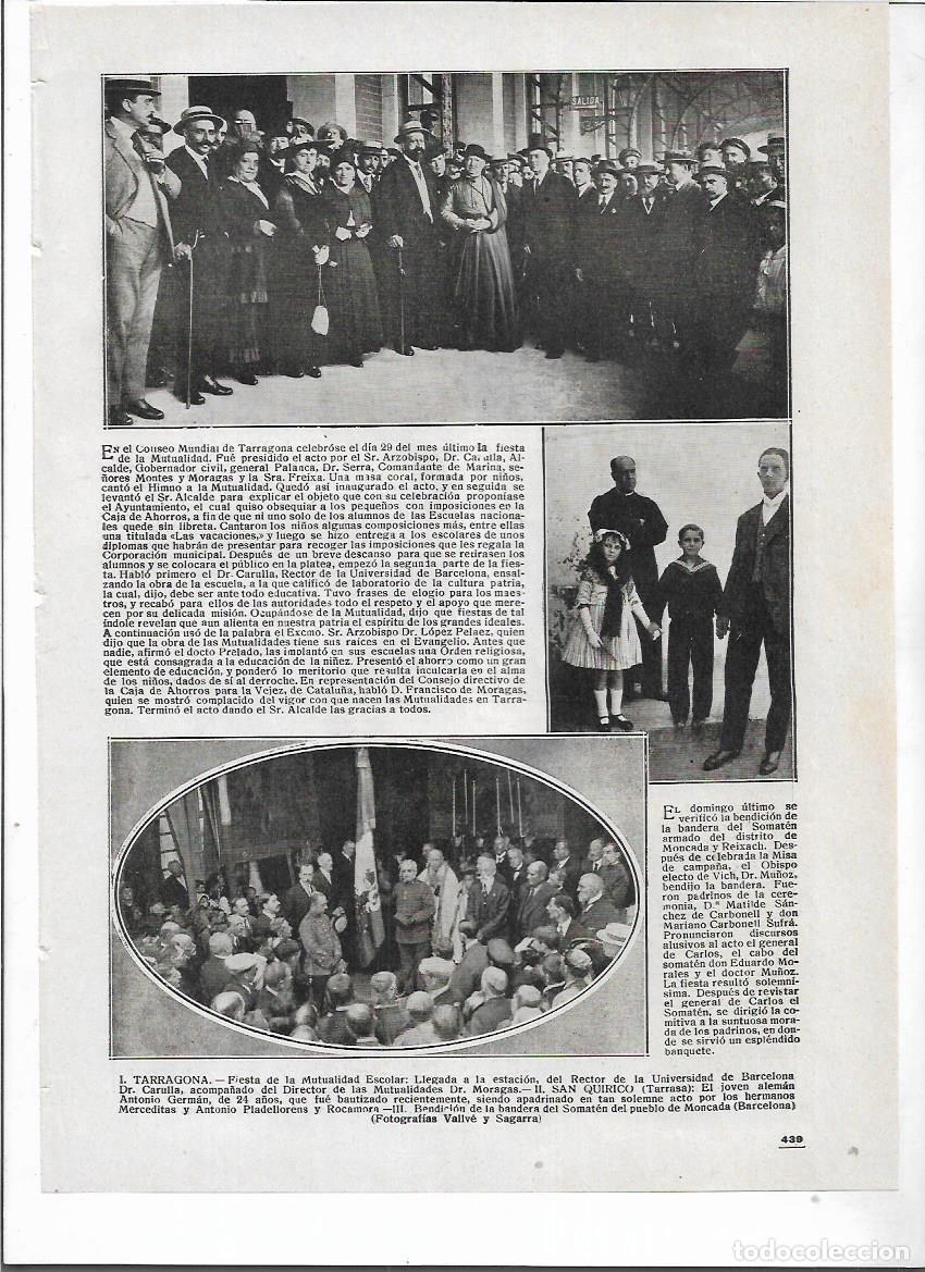Colecionismo: A&Ntilde;O 1916 RECORTE PRENSA MONTCADA BENDICION DE LA BANDERA DEL SOMATEN