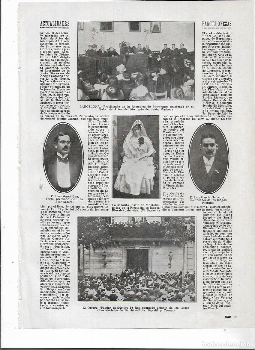 Coleccionismo: A&Ntilde;O 1916 RECORTE PRENSA MOLINS DE REI ORFEO PATRIA CORO CONCIERTO DELANTE CASAS CONSITORIALES SARRIA
