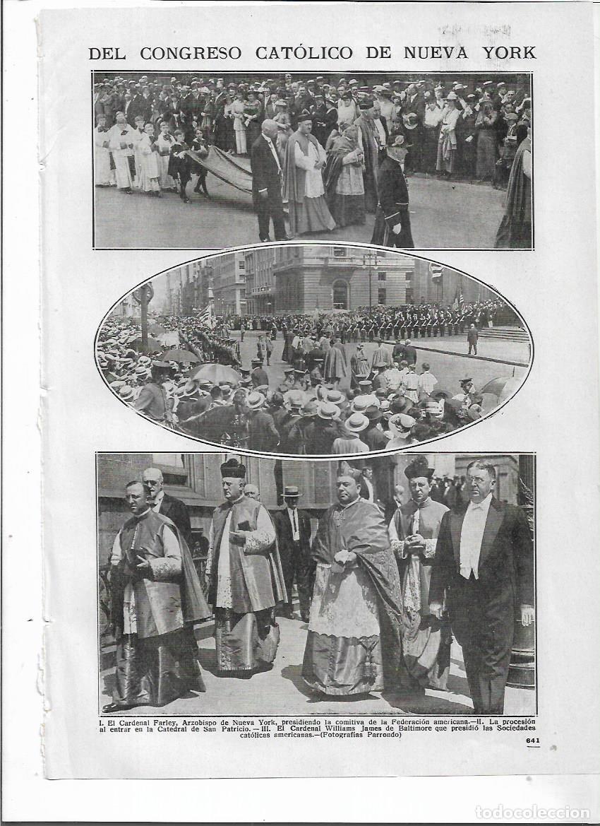 Coleccionismo: 1916 RECORTE PRENSA CONGRESO CATOLICO DE NUEVA YORK CARDENAL FARLEY PROCESION CATEDRAL SAN PATRICIO