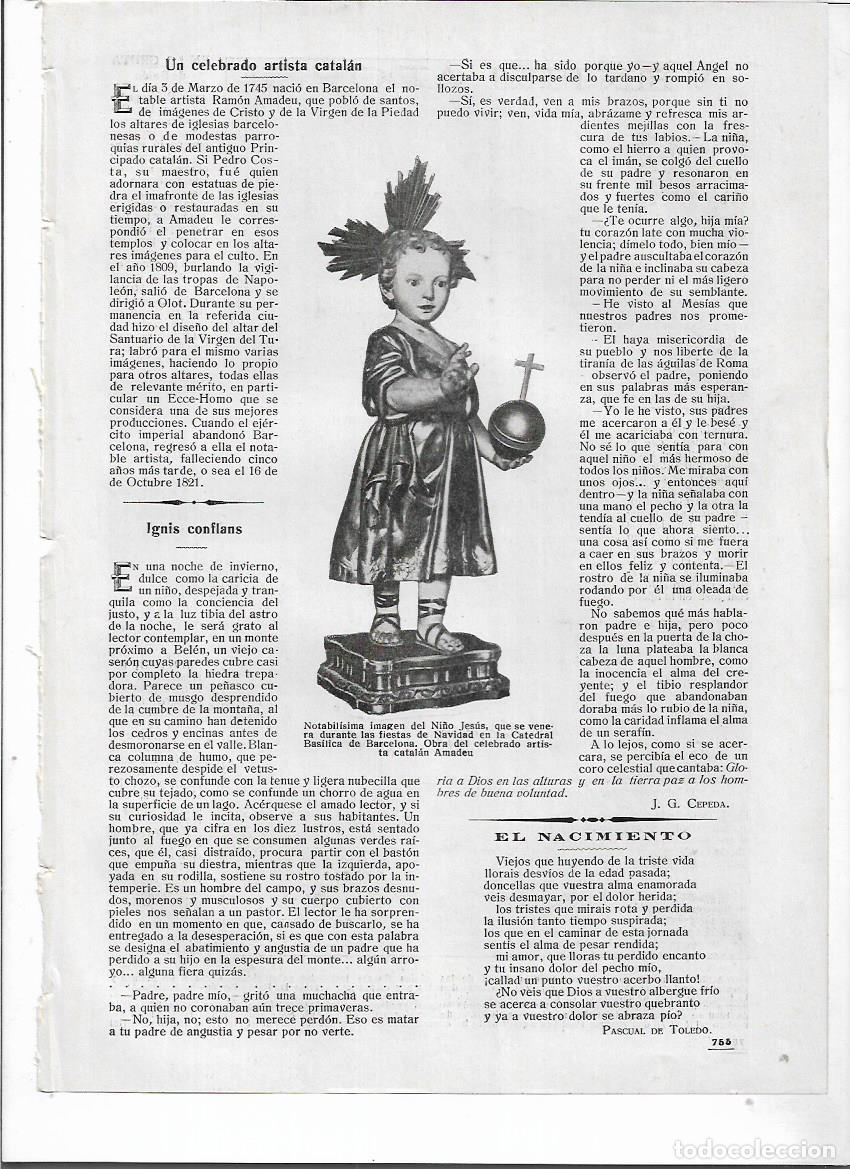 Coleccionismo: A&Ntilde;O 1916 RECORTE PRENSA ESCULTURA NI&Ntilde;O JESUS CATEDRAL BARCELONA OBRA DE AMADEU ESCULTURA