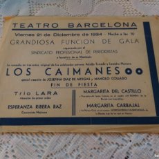 Coleccionismo: COMPAÑIA DÍAZ DE ARTIGAS COLLADO. PROGRAMA FOLLETO TEATRO BARCELONA.LOS CAIMANES.AÑO 1934.