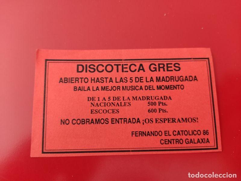 Collezionismo: FLYER PASE PUERTA DISCOTECA PUB GRES C/ FERNANDO EL CATOLICO 86 ROJA MADRID A&Ntilde;OS 90