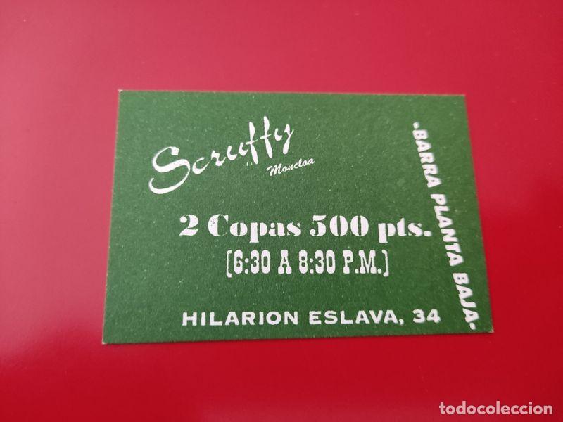 Collezionismo: FLYER PASE PUERTA DISCOTECA PUB SCRUFFY C/ HILARION ESLAVA 34 VERDE 2 COPAS 500 PTS MADRID A&Ntilde;OS 90