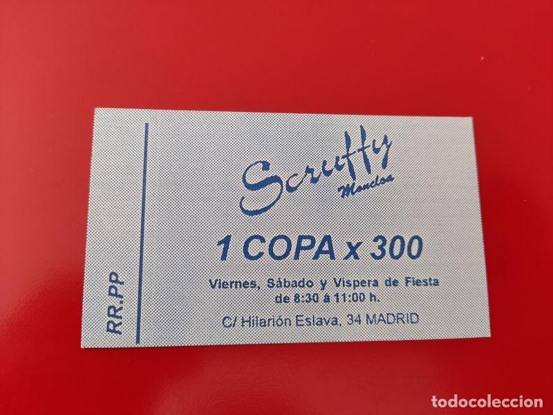 Collezionismo: FLYER PASE PUERTA DISCOTECA PUB SCRUFFY C/ HILARION ESLAVA 34 AZUL 1 COPA 300 PTS MADRID A&Ntilde;OS 90