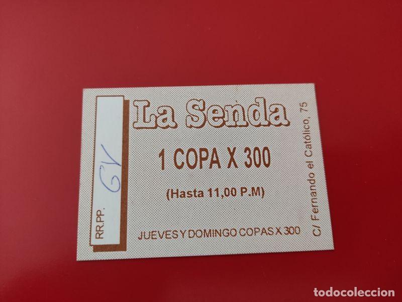 Collecting paper: FLYER PASE PUERTA DISCOTECA PUB LA SENDA C/ FERNANDO EL CATOLICO 75 MADRID A&Ntilde;OS 90