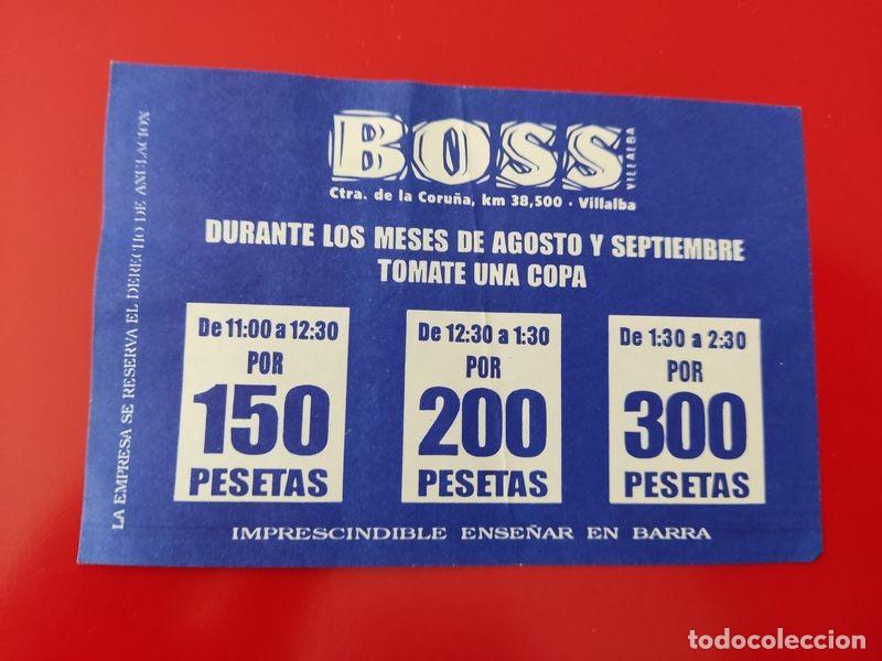 Collezionismo: FLYER PASE PUERTA DISCOTECA PUB BOSS AZUL BONOCOPA VILLALBA MADRID A&Ntilde;OS 90