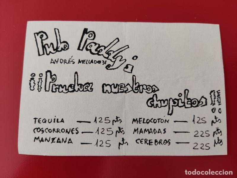 Collezionismo: FLYER PASE PUERTA DISCOTECA PUB PADDYS C/ ANDRES MELLADO CHUPITOS MADRID A&Ntilde;OS 90
