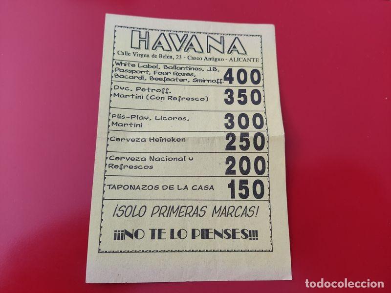 Collezionismo: FLYER PASE PUERTA DISCOTECA PUB HAVANA C/ VIRGEN DE BELEN 23 ALICANTE A&Ntilde;OS 90