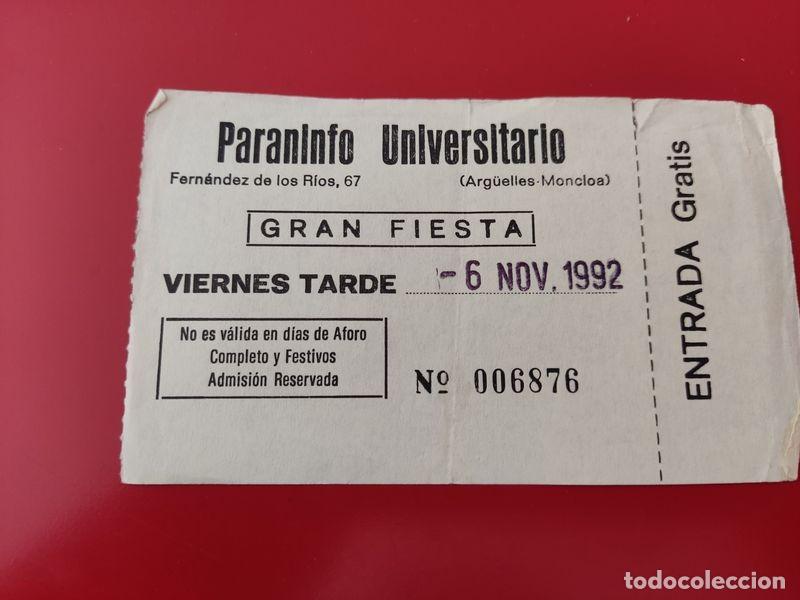 Collezionismo: FLYER PASE PUERTA DISCOTECA PUB PARANINFO UNIVERSITARIO C/ FDEZ DE LOS RIOS FIESTA A&Ntilde;OS 90