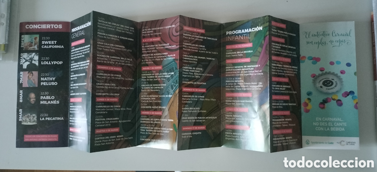 Coleccionismo: PROGRAMA DE MANO DESPLEGABLE CARNAVAL DE C&Aacute;DIZ 2019 - Foto 3