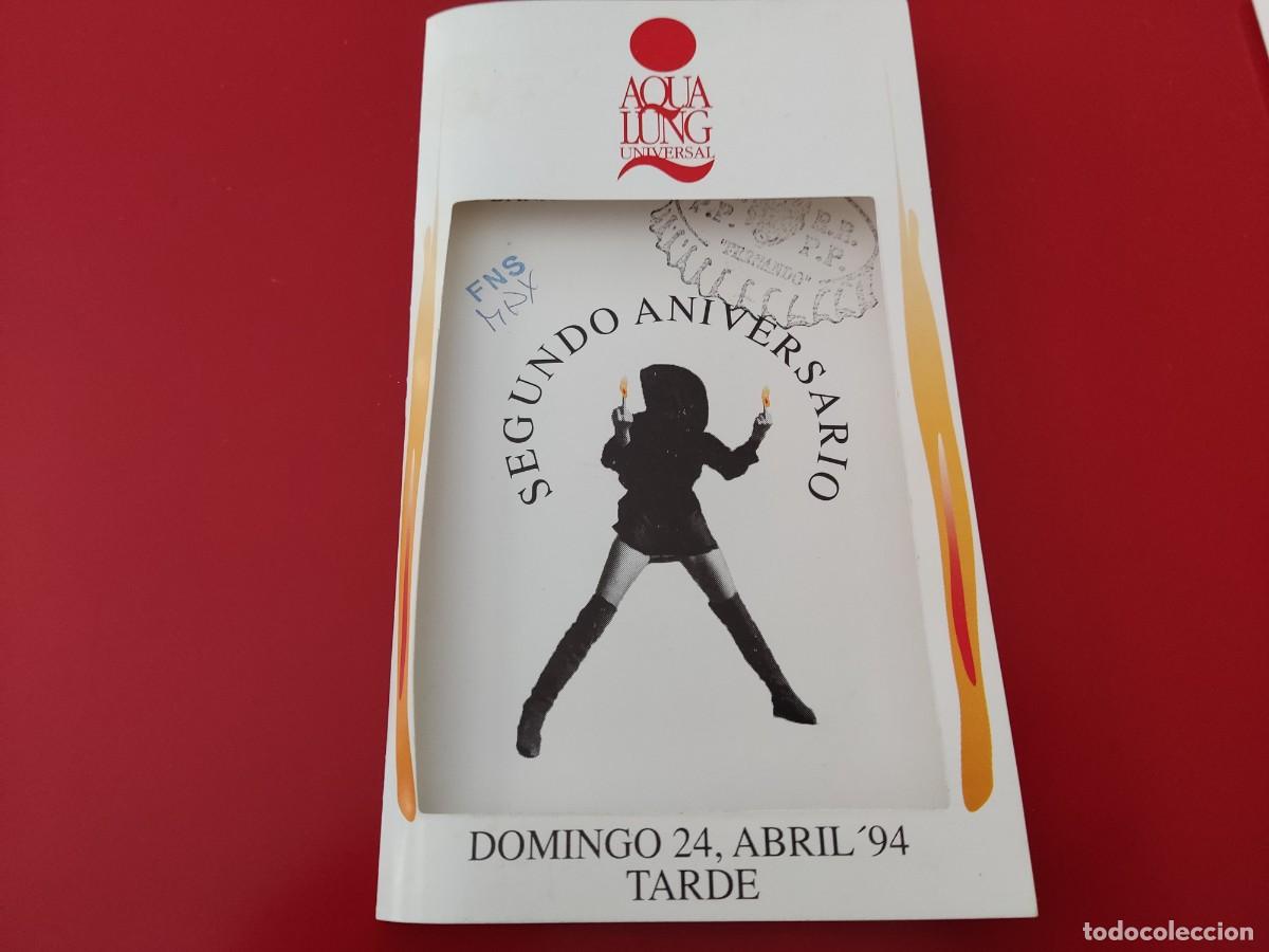 Coleccionismo: FLYER PASE PUERTA DISCOTECA PUB AQUALUNG C/ ERMITA DEL SANTO SEGUNDO ANIVERSARIO MADRID A&Ntilde;OS 90