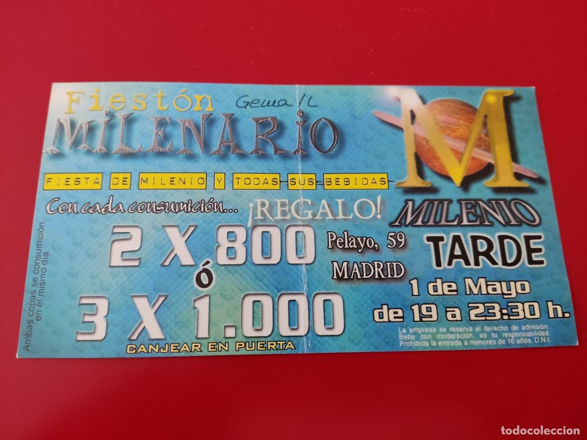 Collezionismo: FLYER PASE PUERTA DISCOTECA PUB MILENIO C/ PELAYO 55 2X800 PTS MADRID A&Ntilde;OS 90