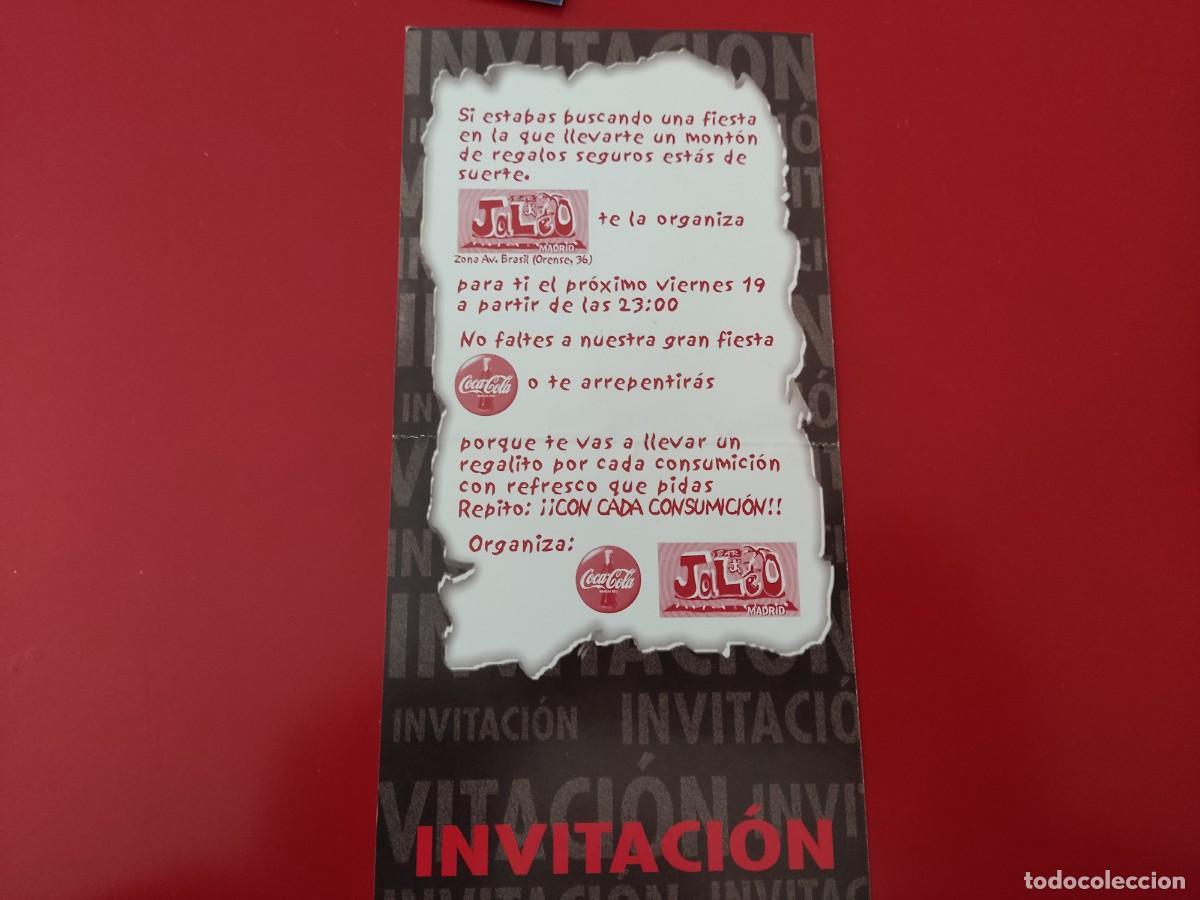 Collezionismo: FLYER PASE PUERTA DISCOTECA PUB JALEO C/ AVDA BRASIL FIESTA COCA COLA MADRID A&Ntilde;OS 90