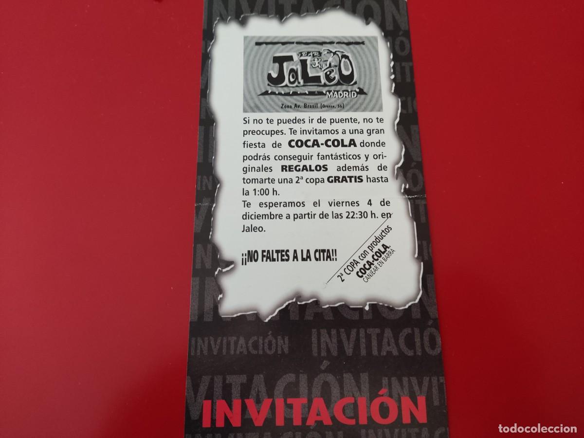 Collezionismo: FLYER PASE PUERTA DISCOTECA PUB JALEO C/ AVDA BRASIL FIESTA COCA COLA MADRID A&Ntilde;OS 90