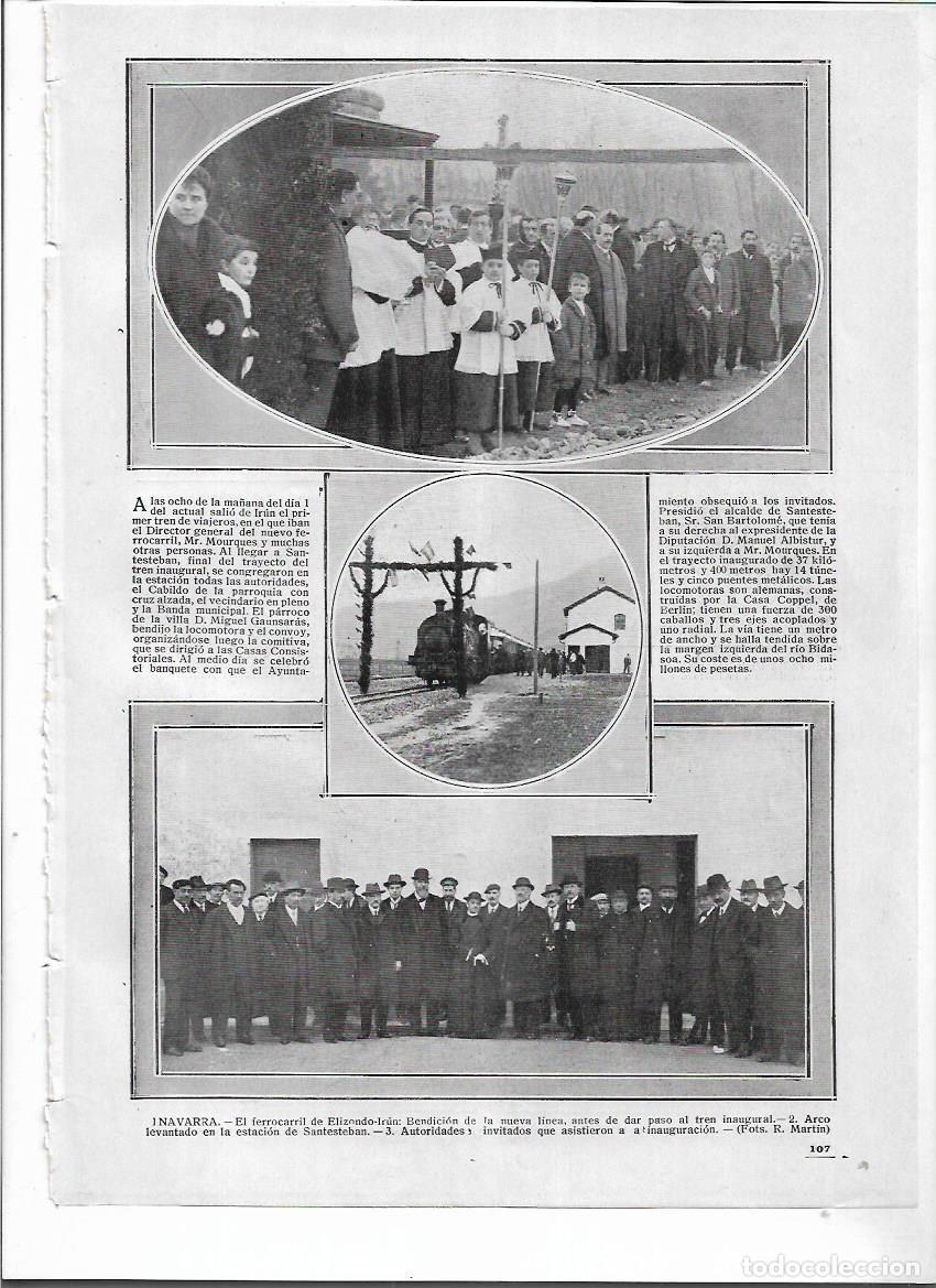 Collecting paper: 1916 RECORTE PRENSA INAUGURACION FERROCARRIL LINEA TREN ELIZONDO IRUN NAVARRA ESTACION SANTESTEBAN