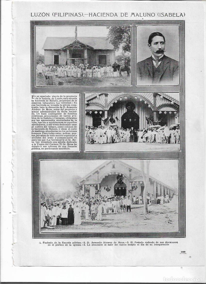 Sammelleidenschaft Papier: A&Ntilde;O 1916 RECORTE PRENSA LUZON FILIPINAS HACIENDA DE MALUNO ISABELA ESCUELA INAUGURACION IGLESIA