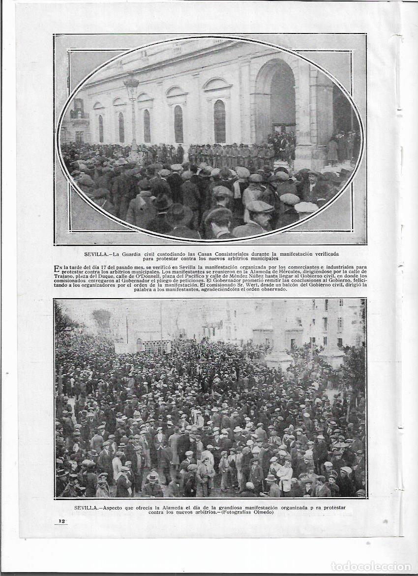 Coleccionismo: A&Ntilde;O 1916 RECORTE PRENS SEVILLA MANIFESTACION CONTRA ARBITRIOS GUARDIA CIVIL CUSTODIANDO AYUNTAMIENTO