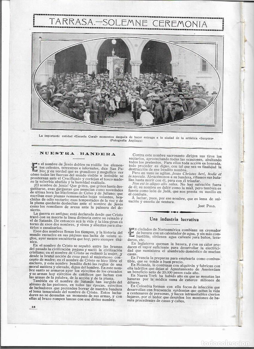 Coleccionismo: A&Ntilde;O 1916 RECORTE PRENSA TERRASSA ENTREGA LA SENYERA BANDERA DE ENTIDAD ESCUELA CORAL A LA CIUDAD