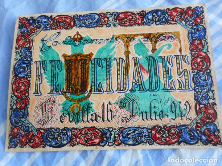 Coleccionismo: ANTIGUA TARJETA FELICITACION. SEVILLA 1942. CARMEN CARMONA ANGELES. PINTADA A MANO