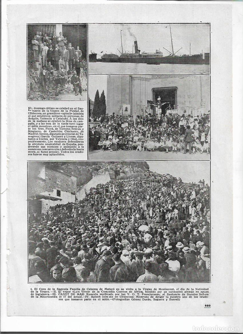 Sammelleidenschaft Papier: A&Ntilde;O 1916 RECORTE PRENSA ULLDECONA APLEC JAIMISTA MITIN SANTUARIO DE LA VIRGEN DE LA PIEDAD PIETAT