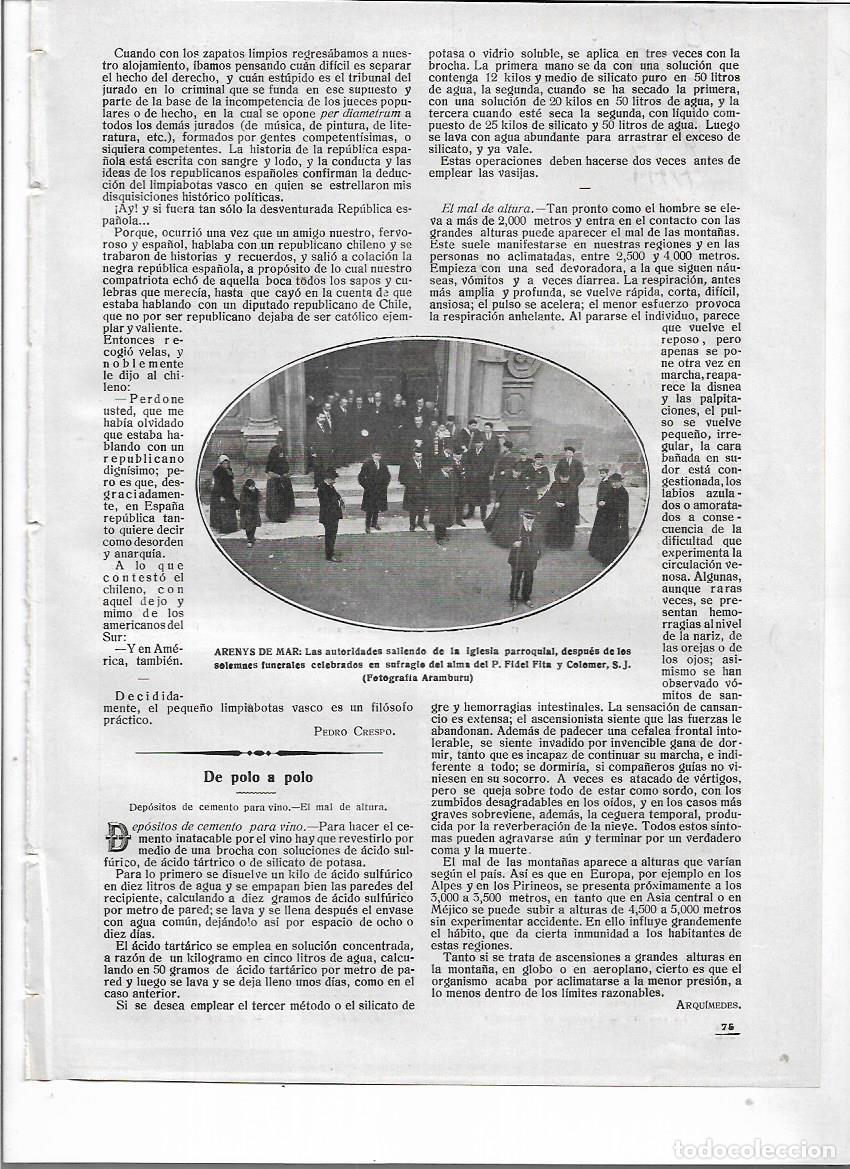 Coleccionismo: A&Ntilde;O 1918 RECORTE PRENSA ARENYS DE MAR FUNERAL ALMA FIDEL FITA COLOMER SALIDA AUTORIDADES DE IGLESIA