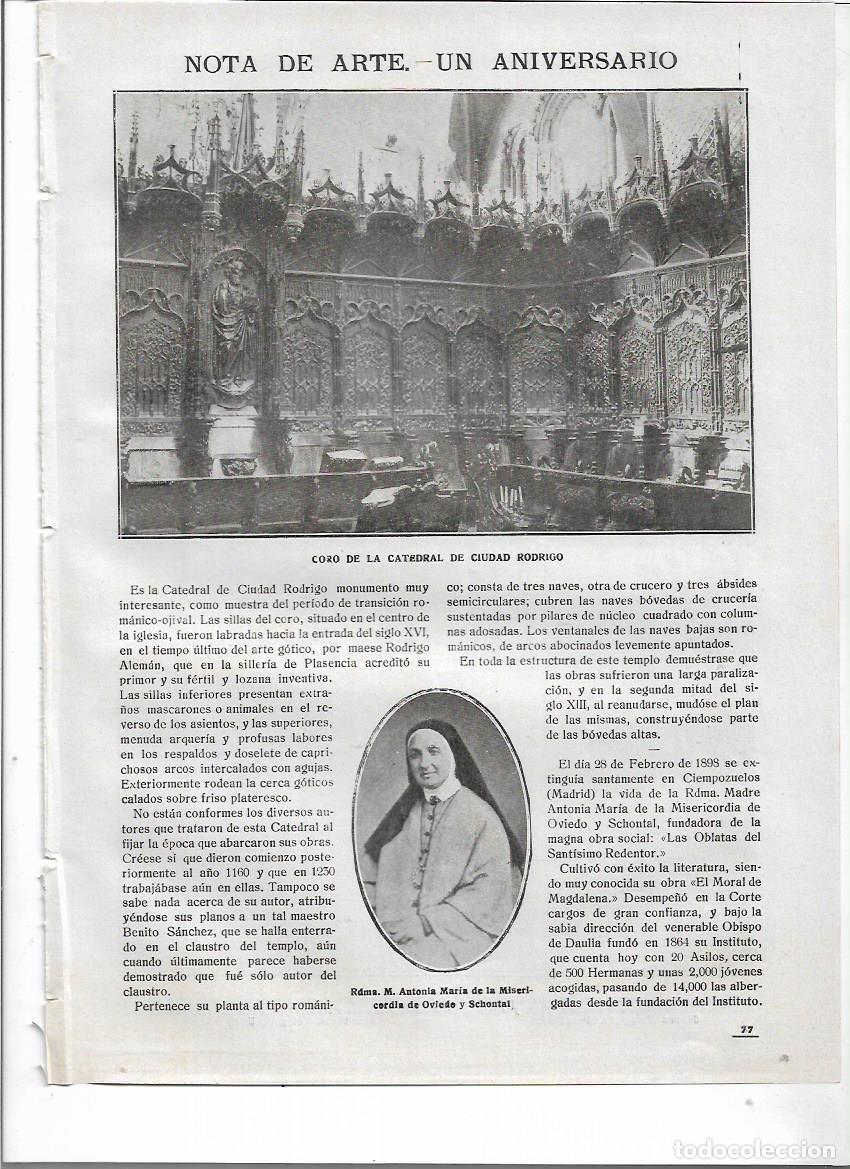 Coleccionismo: A&Ntilde;O 1918 RECORTE PRENSA ARTE RELIGIOSO CORO DE LA CATEDRAL DE CIUDAD RODRIGO ROMANICO OJIVAL