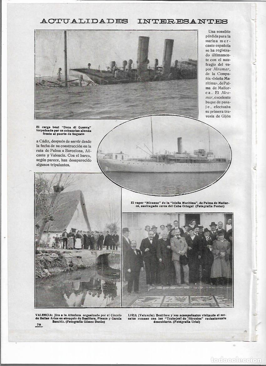 Coleccionismo: A&Ntilde;O 1918 RECORTE PRENS VALENCIA LIRIA VISITA DE BENLLIURE PINAZO GARCIA SANCHIZ TRABAJOS DE HERCULES