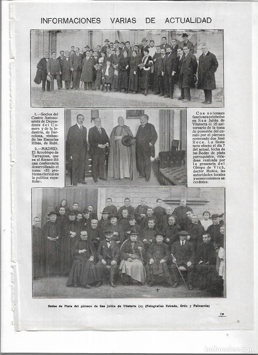 Coleccionismo: A&Ntilde;O 1918 RECORTE PRENSA SANT JOAN DE VILATORTA BODAS DE PALTA DEL PARROCO JOSE ROCA