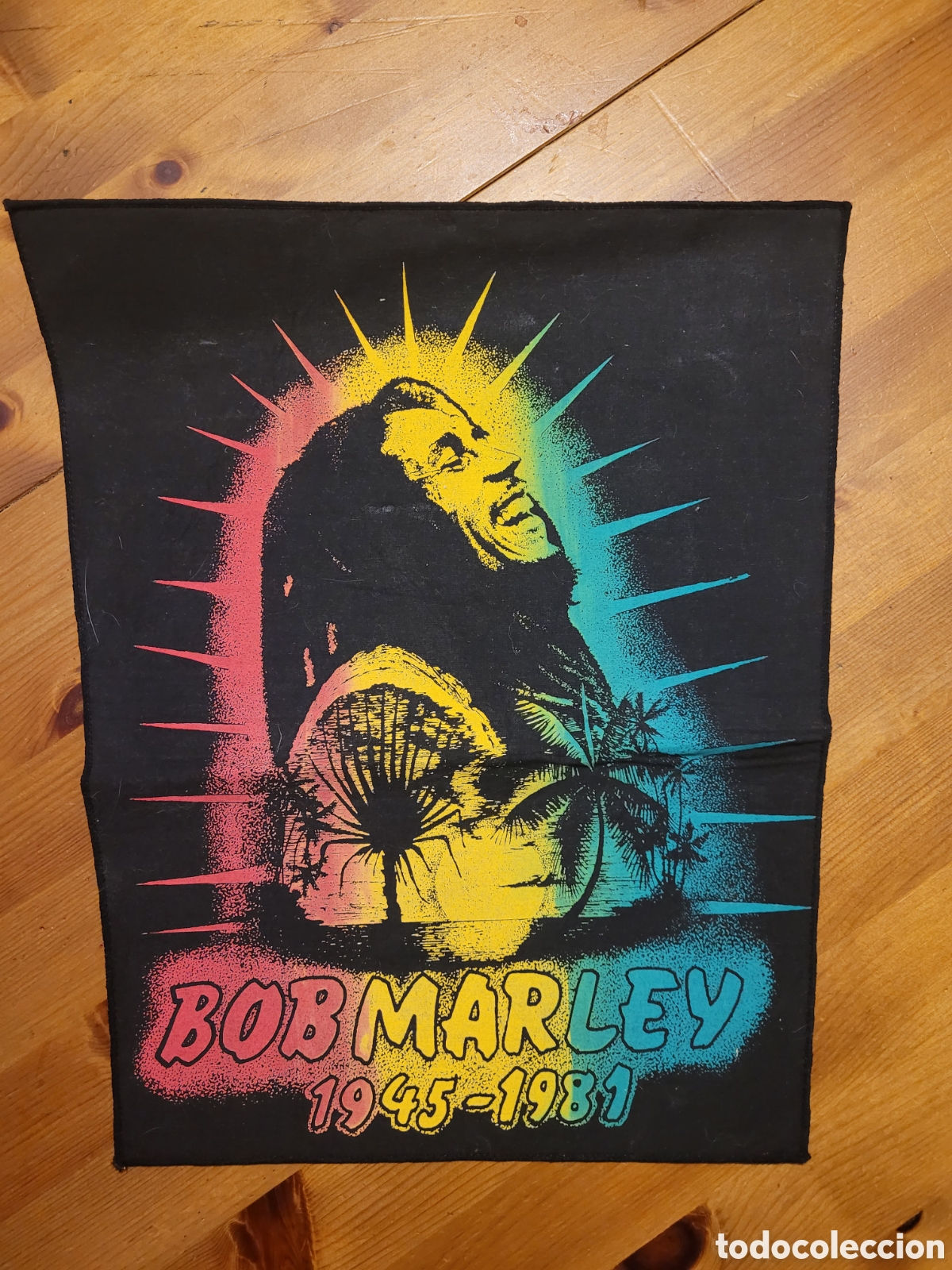 Coleccionismo: P&oacute;ster de tela Bob Marley 36x32 cm.