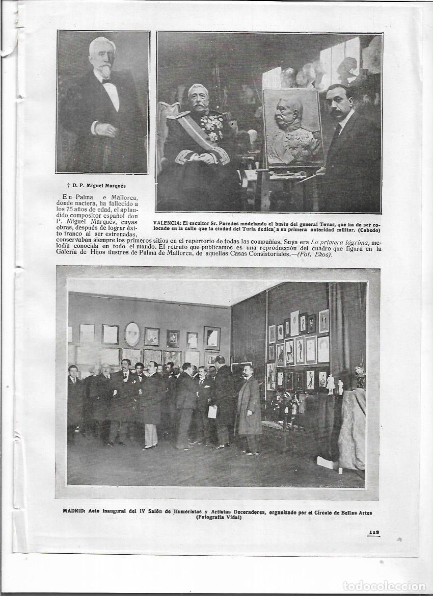 Colecionismo: A&Ntilde;O 1918 RECORTE PRENSA VALENCIA ESCULTURA ESCULTOR PAREDES MODELANDO BUSTO GENERAL TOVAR