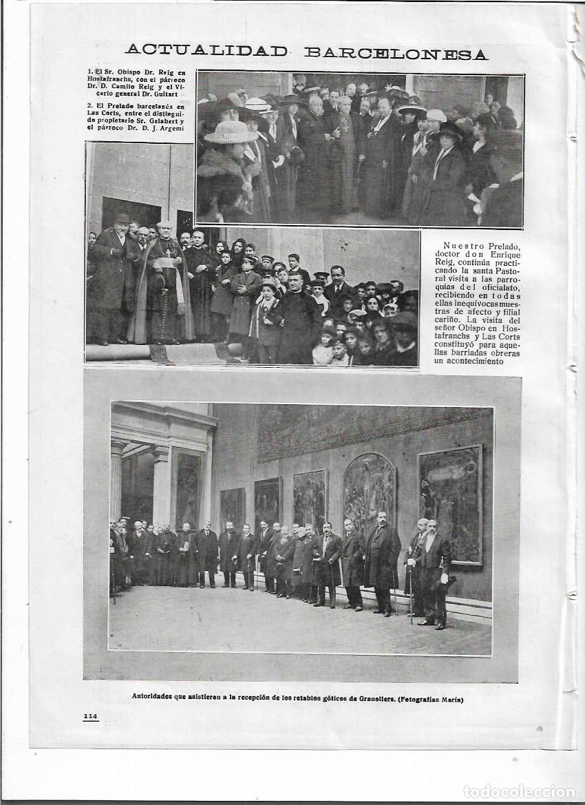 Colecionismo: A&Ntilde;O 1918 RECORTE PRENSA BARCELONA AUTORIDADES RECEPCION DE LOS RETABLOS GOTICOS DE GRANOLLERS