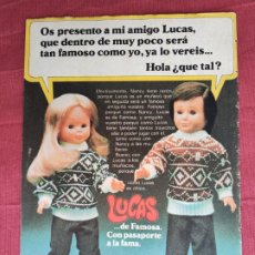 Coleccionismo: HOJA PUBLICITARIA ANUNCIO DE LUCAS NANCY FAMOSA.
