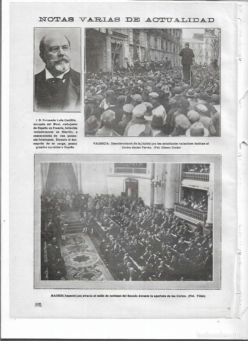 Colecionismo: A&Ntilde;O 1918 RECORTE PRENSA VALENCIA HOMENAJE DE LOS ESTUDIANTES A DOCTOR FERRAN DESCUBRIMIENTO LAPIDA