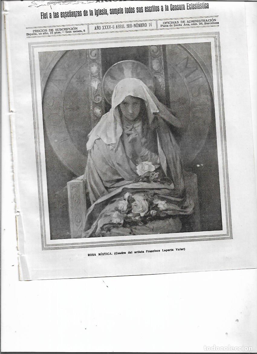 Coleccionismo: A&Ntilde;O 1918 RECORTE PRENSA PINTURA REPRODUCCION CUADRO ROSA MISTICA FRANCISCO LAPUERTA VALOR